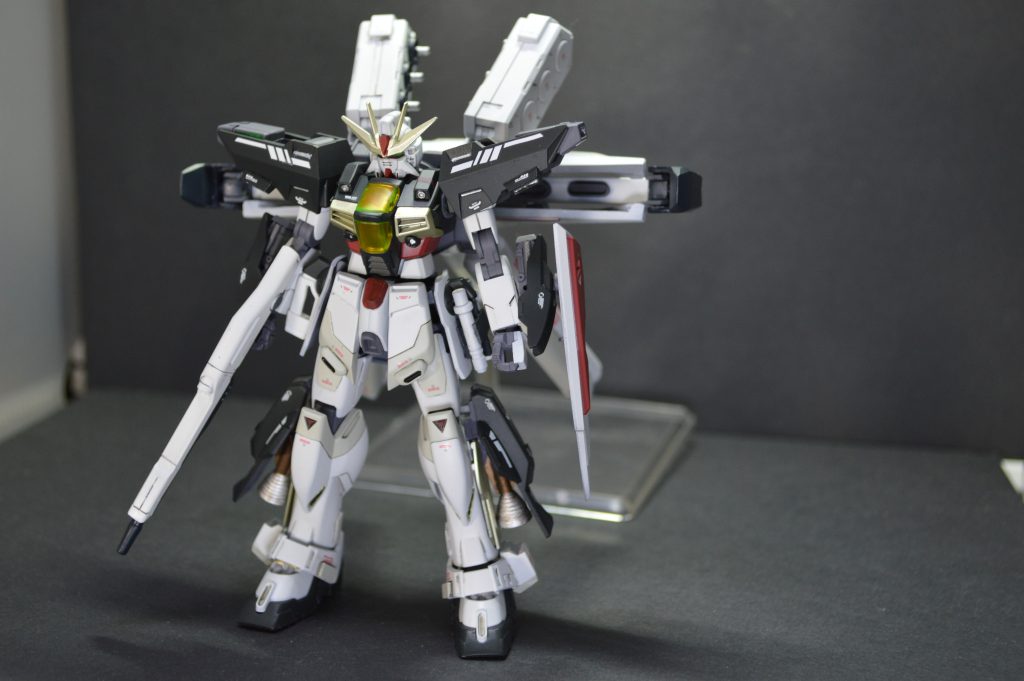 全体。ディバイダーが重くて自立はちょっと難しいです。最終決戦後の大破したDXを回収・修理したとしたら、サテライトシステムは取り外してしまうのではないかと想像してディバイダーを取り付けてみようと。