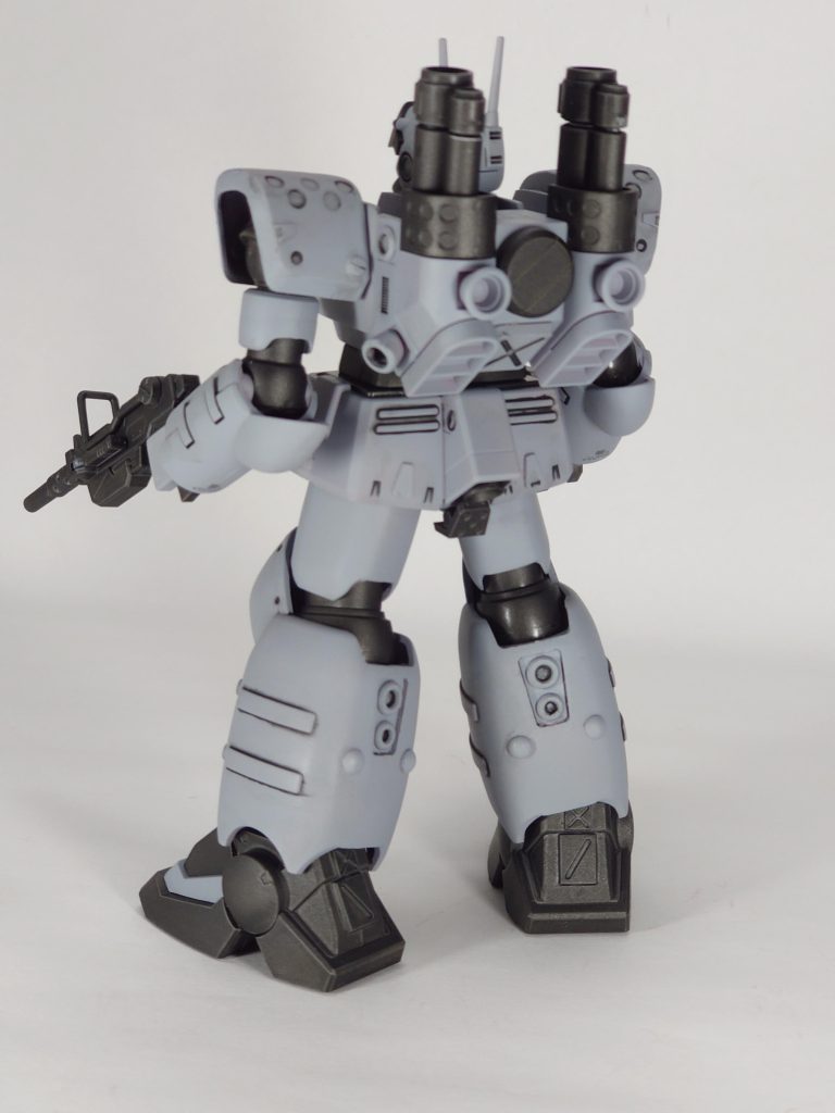 続いて量産型ガンキャノン制作は、エアブラシ塗装・一部筆塗り・合わせ目消し・ディテールアップパーツ追加・スミ入れ・水転写デカール・つや消しトップコートといった感じです。