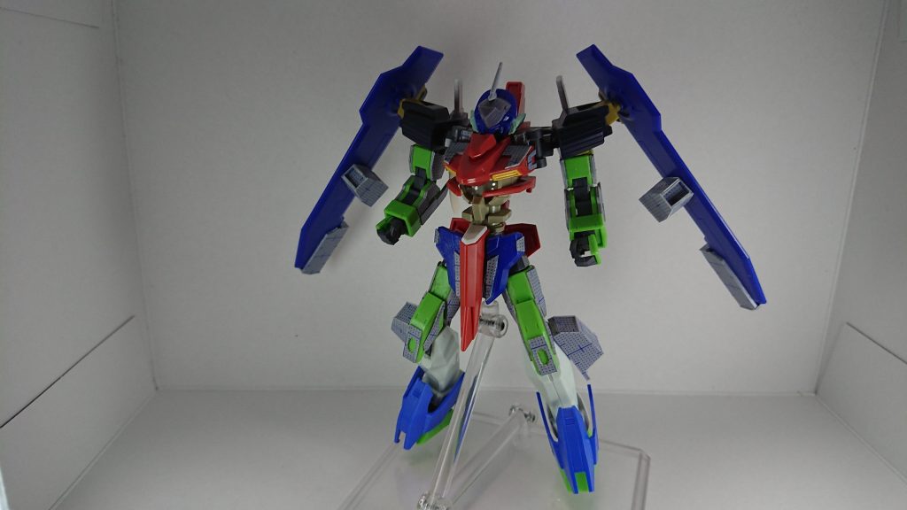 ジャベリンがマウントされていた箇所にプラ板でスクラッチしたスラスターを追加アイデアが出たら一気に進みましたここまでご覧いただきありがとうございました！