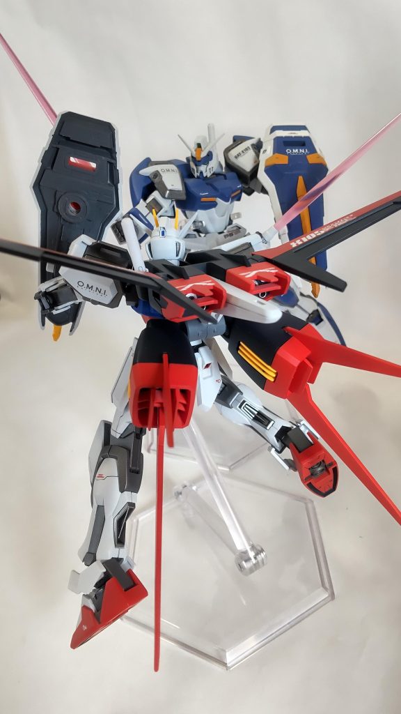 VSデュエル。デュエルを先に作っていたのでやりたかったシーン再現。デュエルが連合仕様なのは……奪取直後ということで……!