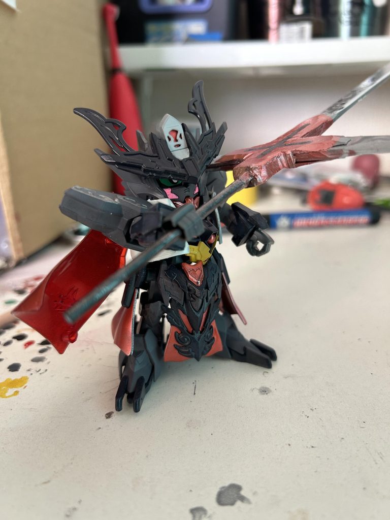 設定としては通常の馬超バルバトスの3倍以上のパワーを誇る設定ですので、身の丈以上の武器も軽々持てる設定です。てかこの武器普通にHGじゃ持てないっすわww武器名「ゲーティア」由来は某○イルズのキャラクターからとりましたw