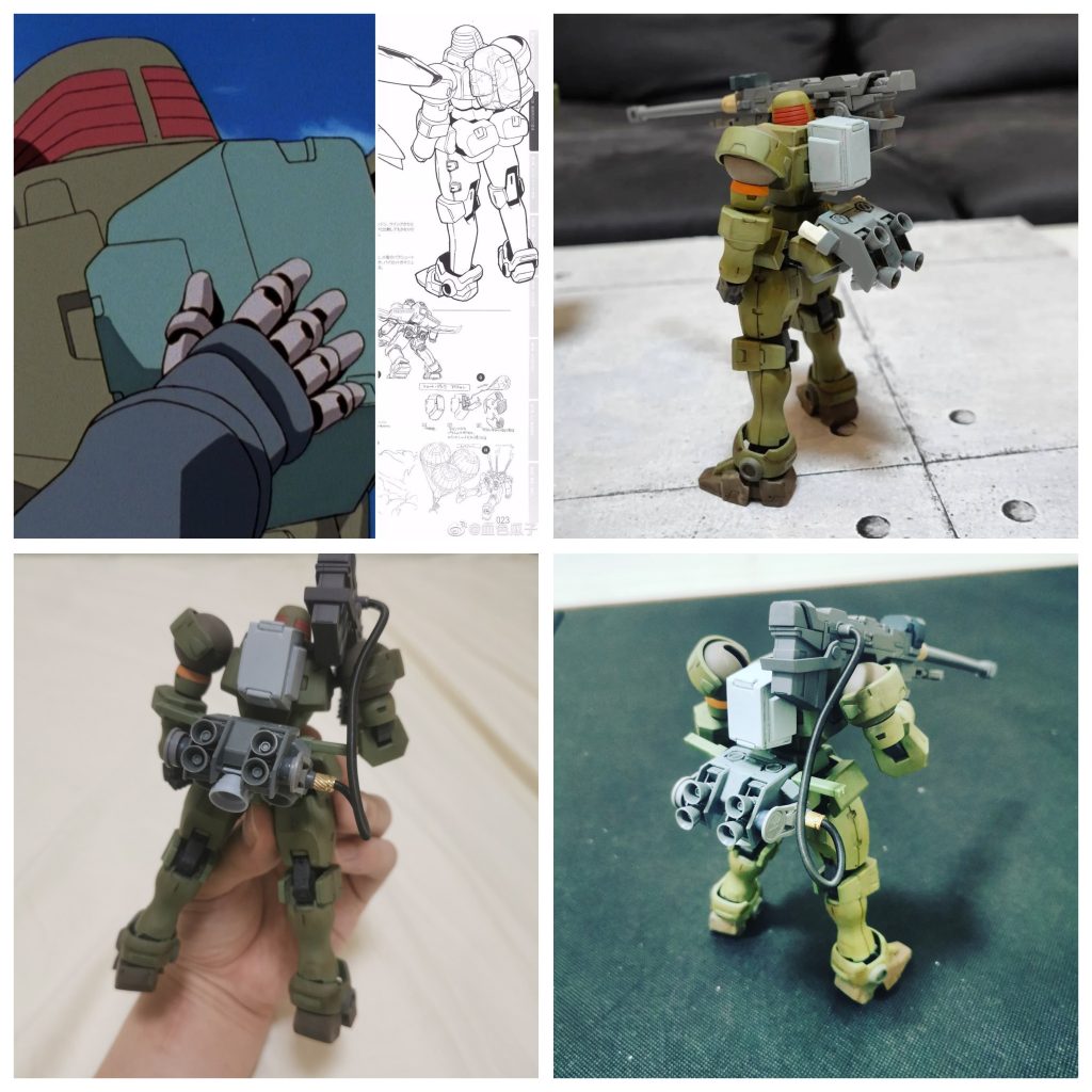 1話目のリーオーに着けていたパラシュートパックを元にプラ板でスクラッチしました。