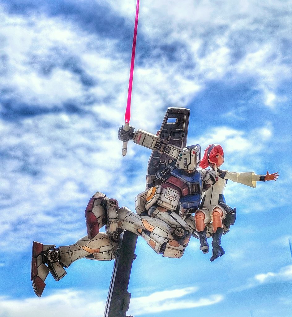 我が娘ちゃんがスレッタを乗せていたのでお外でパシャリ。自分では思い付きませんね〜閲覧ありがとうございました！