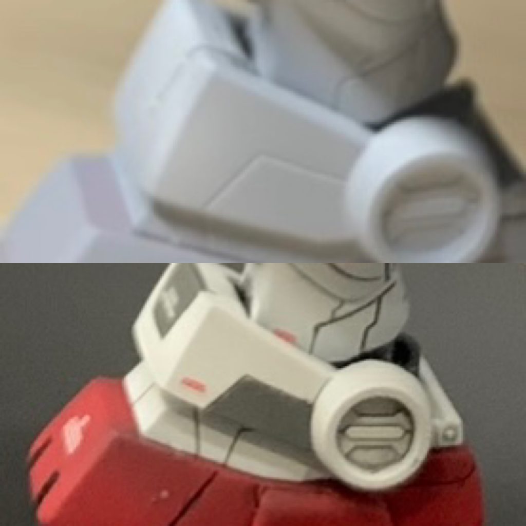 足のアーマーも分厚いと SD感が強いので、削って薄く。