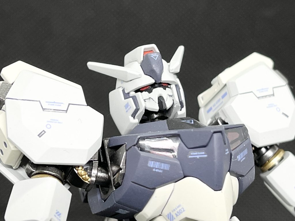 頭部はガンヴォルヴァをベースにし、フェイス部はやや悪者顔にに見えるコアガンダムⅡのフェイスを使用。カメラアイ等は迅な竜と同様、赤色で統一。