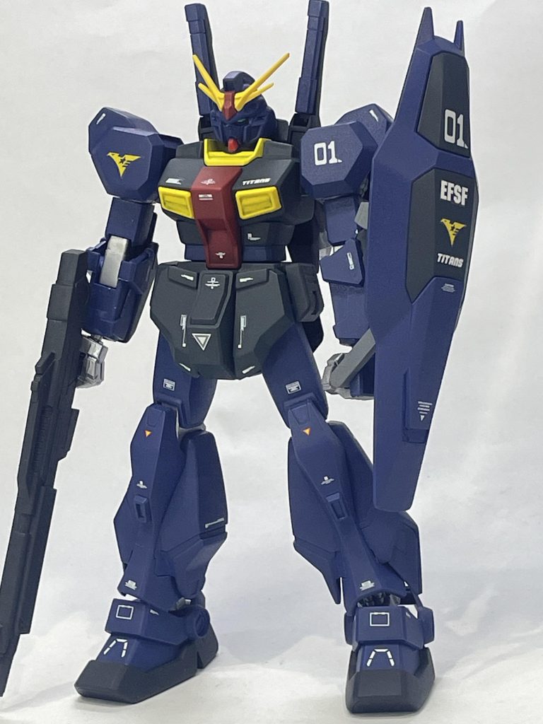 HG トリスタンをティターンズカラーに全塗装。NT-1開発計画が続行、そのままティターンズ管理下に移った体のカラーリング。