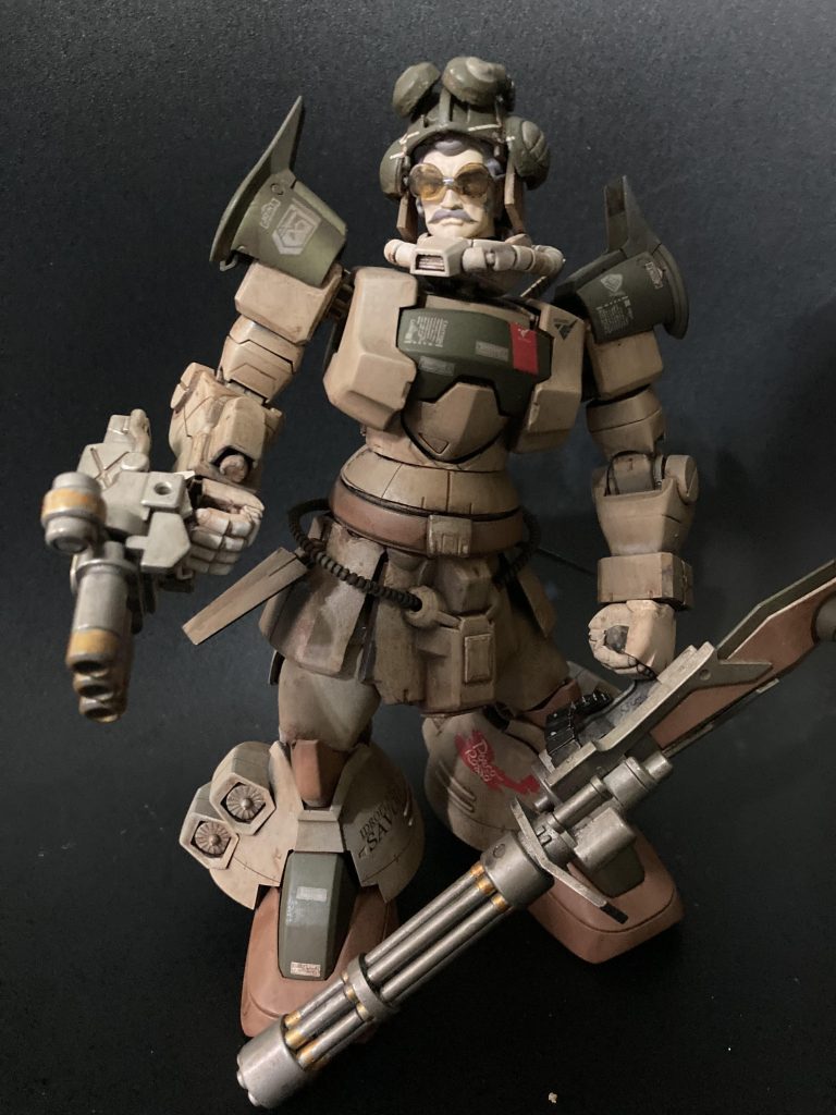 ウェザリングは迷いましたがミリタ系な汚プラで、少しアニメのイメージを残したくて全体的に淡くトーン合わせをしました✨