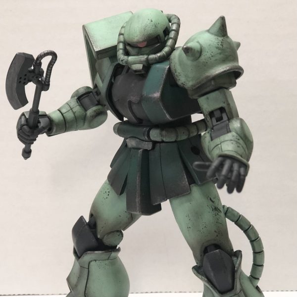 HGシャアザクを量産カラーに　アクリジョン筆塗り