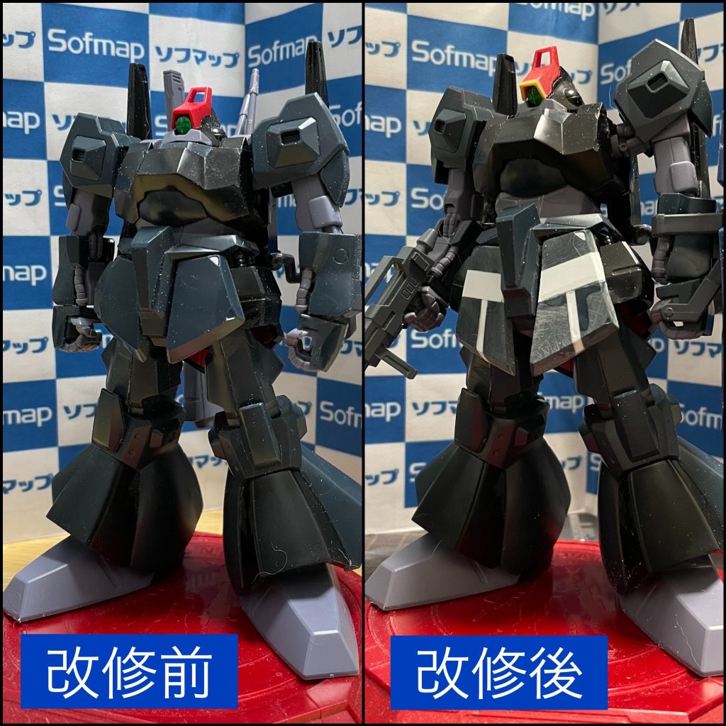 プロポーション改修。フロントスカート延長、腹部延長＆腹部が可動するように改造、頭部カバー部延長、頭部がスイングするように改造。（正直、頭部のスイングは必要なかった。(;´･ω･)　)