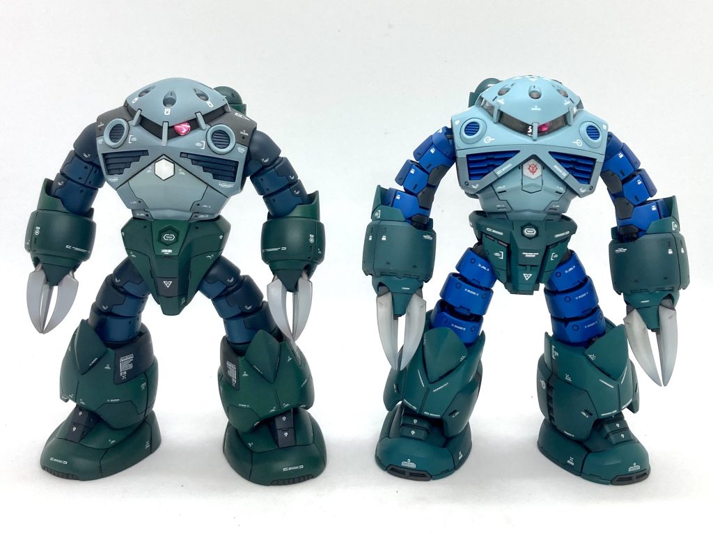 「HGのほうがカッコイイよね〜」…のつもりで作ったんですが、RGもちゃんと塗ったらさすがにカッコイイですわ😅