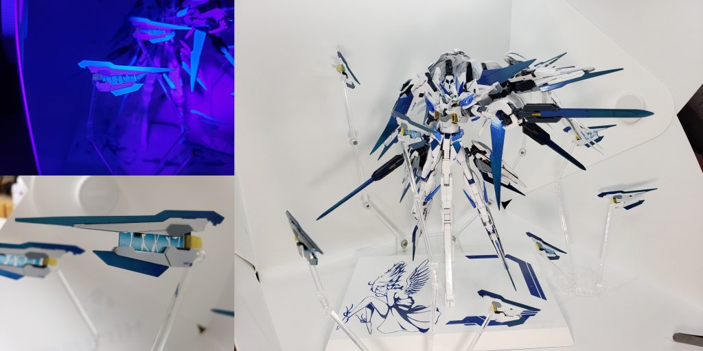 ＜＜ ガンビット! 逃がさないよ。＞＞ガンビット展開風に。  ちなみに、エフェクトパーツ作ったのも初めてです。台座はあったけど、持つ部分のことを考えてなかったのでマスキングテープでやってます...