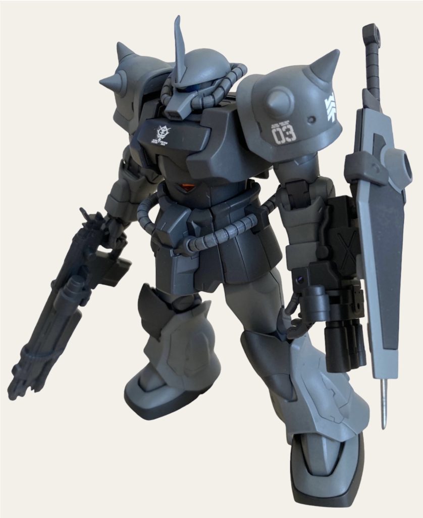 3体目:ブルーグレー基調のオリジナル機ワル顔化やスパイクや胸の一部を改造