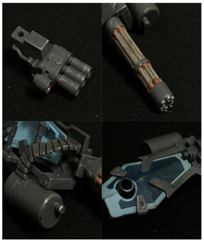 武装の制作・ガトリング部分塗装（シルバー、カッパー）・シールド部分塗装