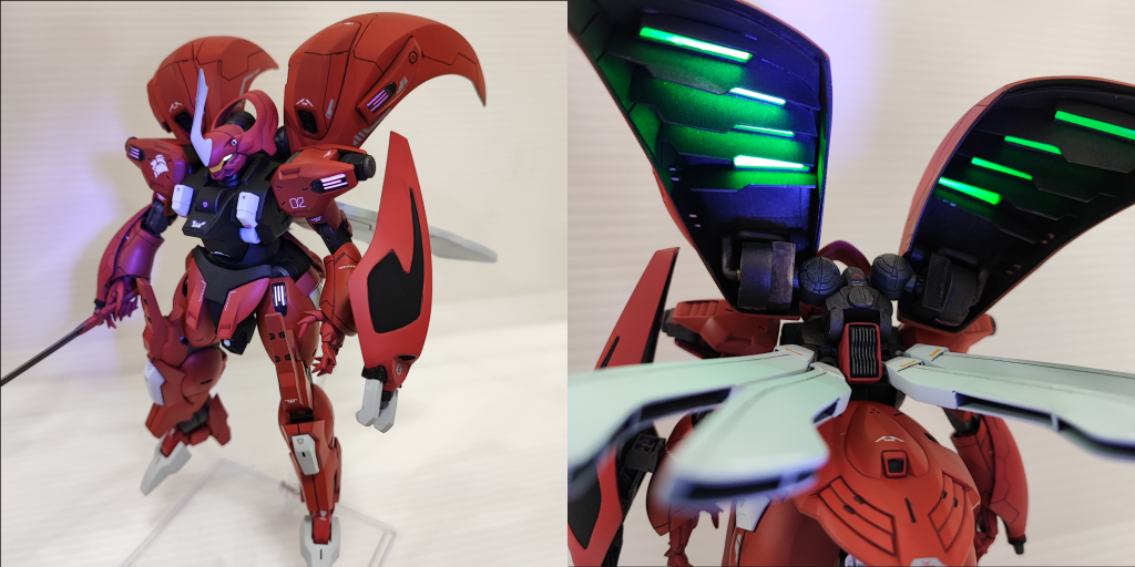 シェルユニットはデータ作ってコンビニ印刷後蛍光ペン。コンバーター内はラピーテープ貼ったあとにクリアグリーンのランナー貼り付け。ブラックライトでビコーンします。