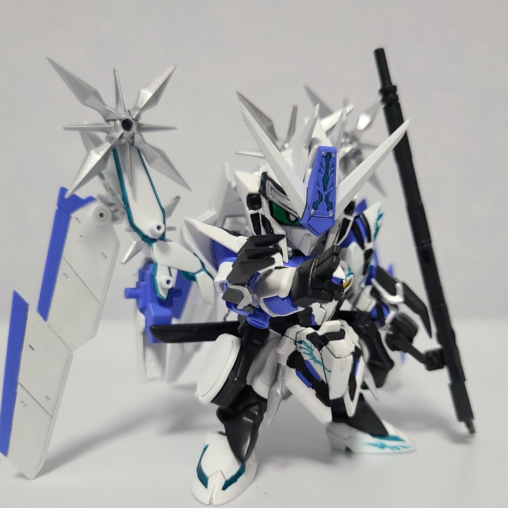 使用した塗料・ガイアカラー　アルティメットホワイト・ガイアカラー　風蒼・Mr.カラー　ミッドナイトブルー・ガイアカラー　スターブライトシルバー・水性ホビーカラー　ミッドナイトブルー・水性ホビーカラー　青竹色