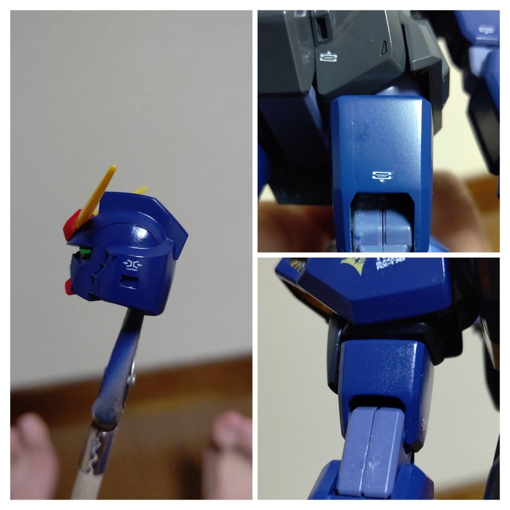 腕の合わせ目、もも足の合わせ目を頑張って消しました!頭は凄く苦労しました。合わせ目を消すとフェイスが後から取り付け出来なくなってしまいます。後ハメ加工が出来れば良いのですが、まだ技術がありません😢。