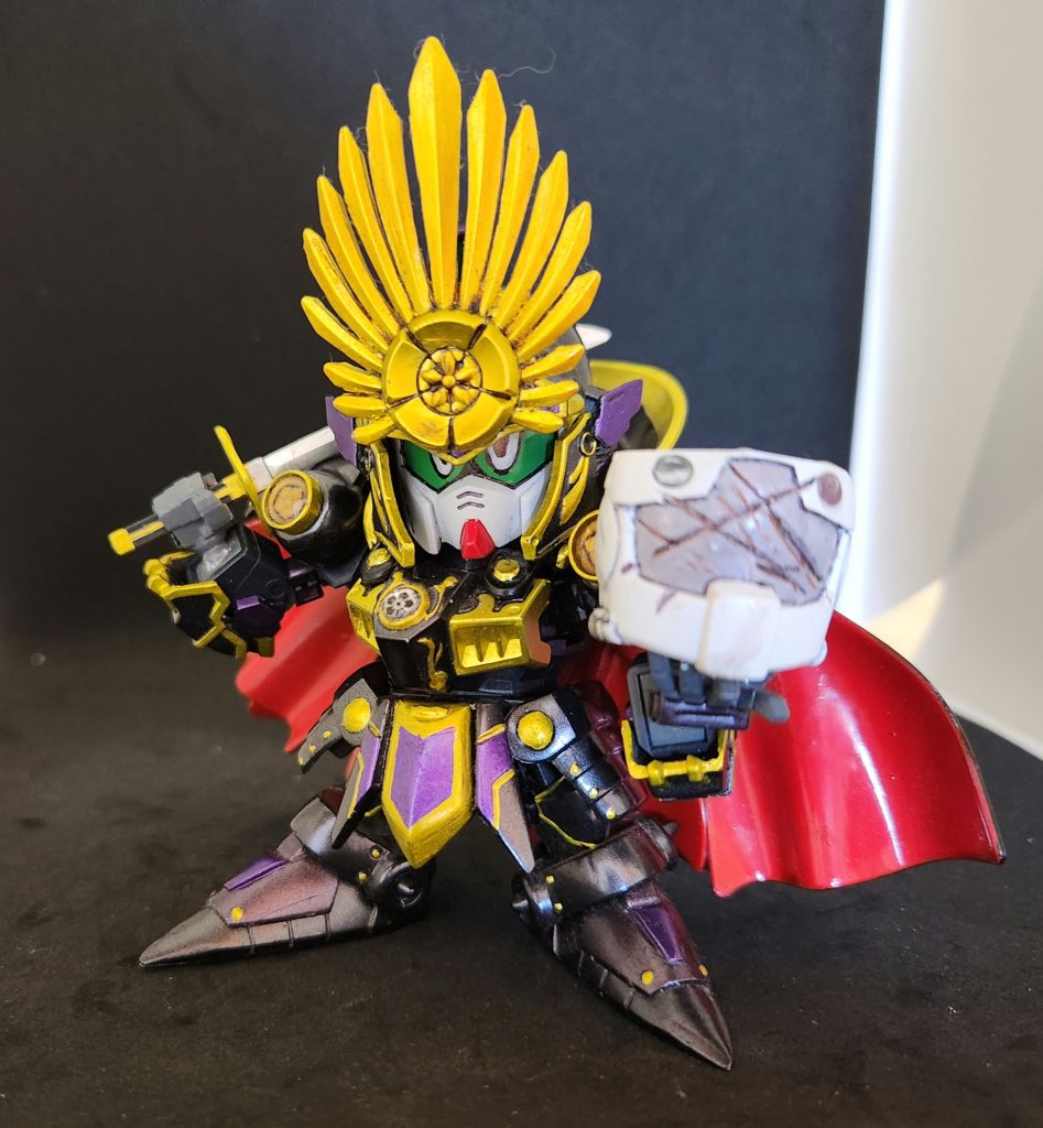 『オッス!オラ、第六天魔王!!趣味は焼き討ちや皆○し!!今日も○した相手の髑髏の盃でかんぱ~い❗』クロスシルエットフレームを使用していますので必然的に余ってしまうジムヘッドを髑髏の盃にしました