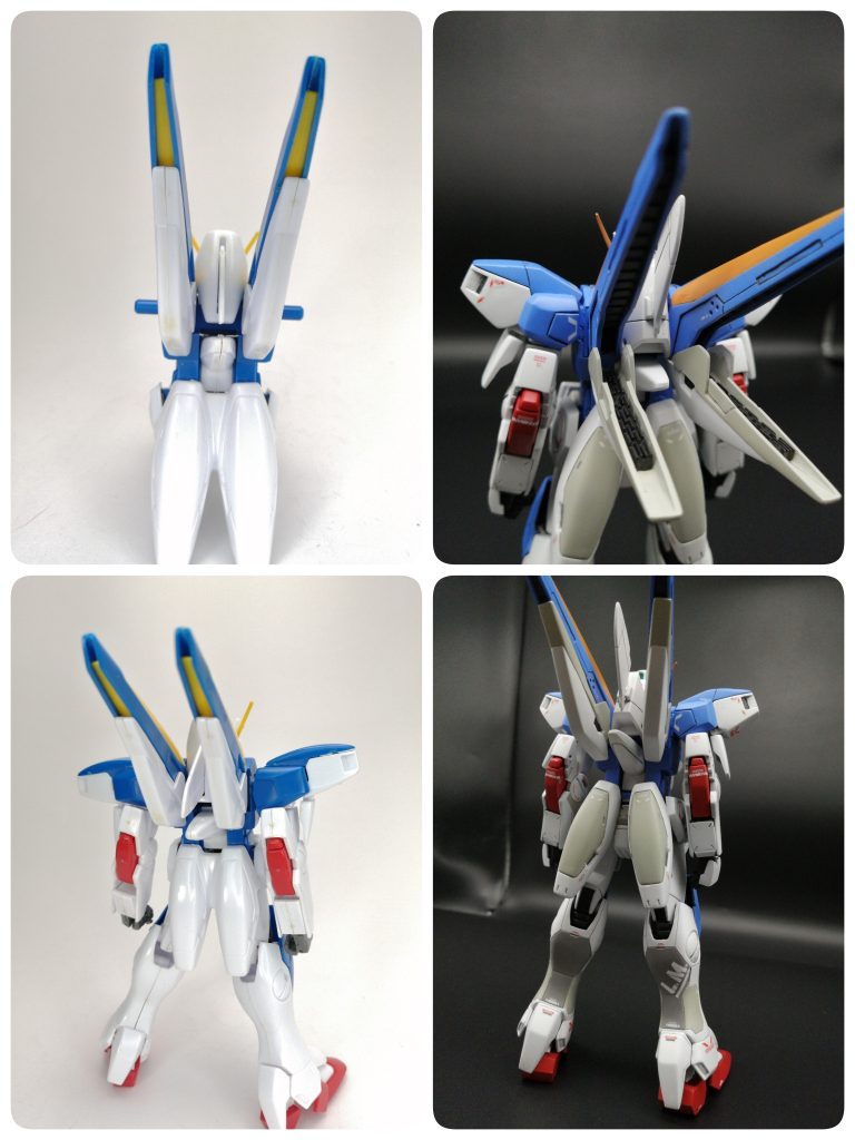 【背部】ミノフスキードライブは内部のディティールを頑張りました。オレンジの部分,もっと弄ればよかったな。例によって塗分け地獄でした。