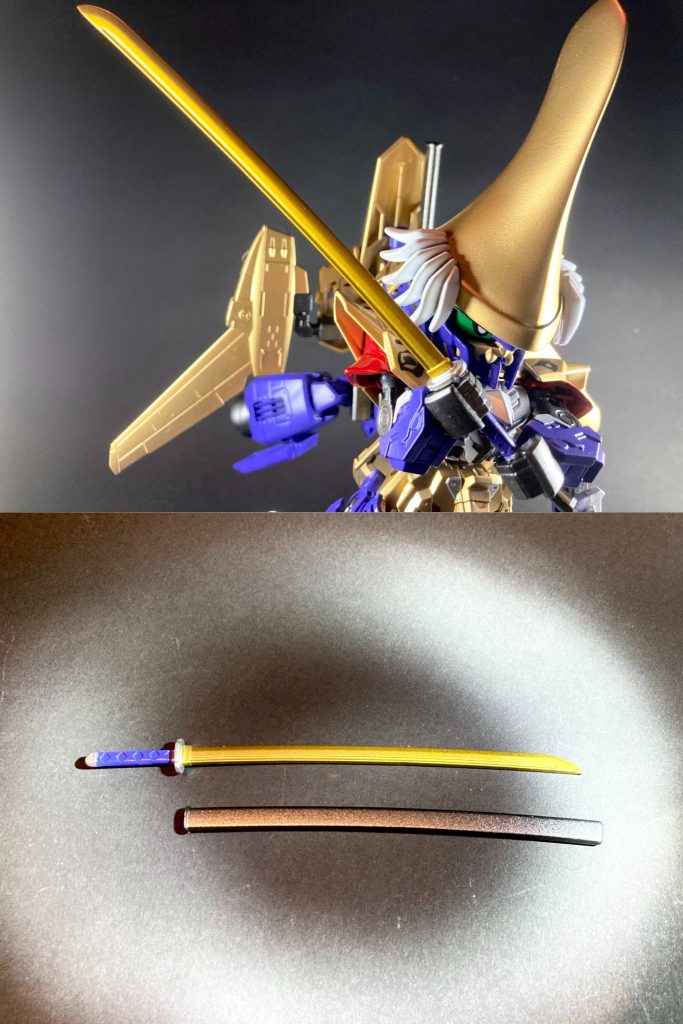 【太刀:大典太】筑州の伝説的刀鍛冶・三池典太光世の作と伝わる前田家伝来の宝刀。後世に天下五剣が一振りと讃えられる最上級大業物。身幅広く長大!黄金に輝く刀身から繰り出すエネルギー最大出力時の斬撃は、メガ・バズーカ・ランチャー照射に匹敵する絶大な威力を誇る。(現:国宝、前田育徳会蔵)