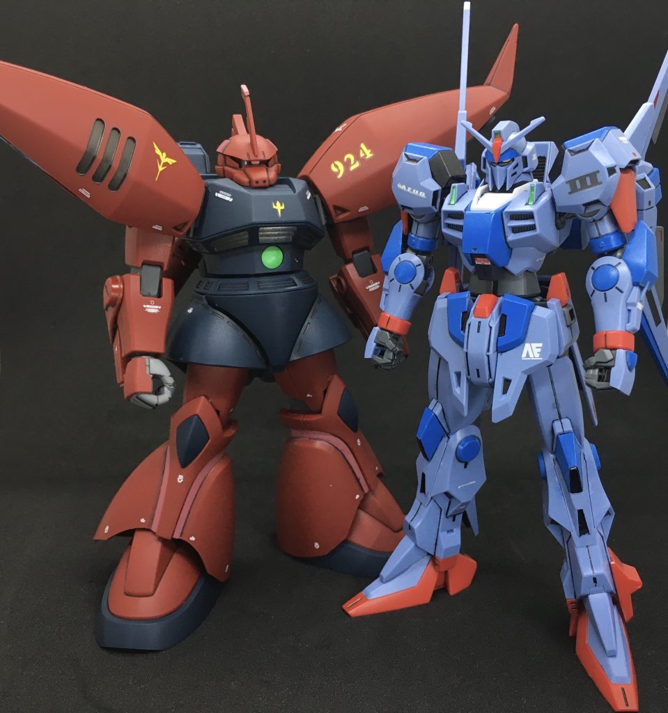 ガンダムMk-Ⅲと並んで。僕の脳内設定ではグリプス戦役終盤にMk-Ⅲの実機が建造され、その後第1次ネオ・ジオン戦争に参加した事になっているので、イリア機以外のリゲルグと交戦した、と思っています。