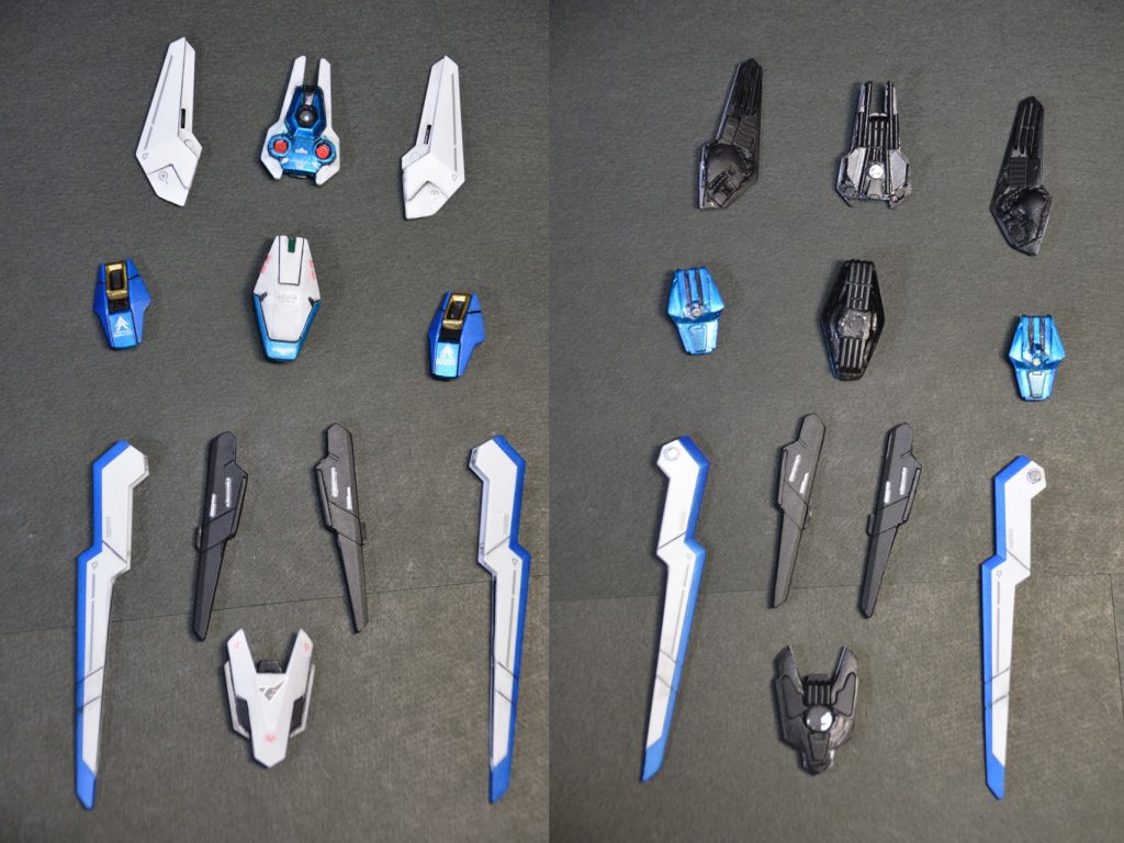 エスカッシャン分離　ビットオンに対応できるよう本体もマグネットコーティングしています。難点はマグネットが重すぎてシールド形態だと角度が維持できなかったです。謎部品も細切れにして各所に使用しています。