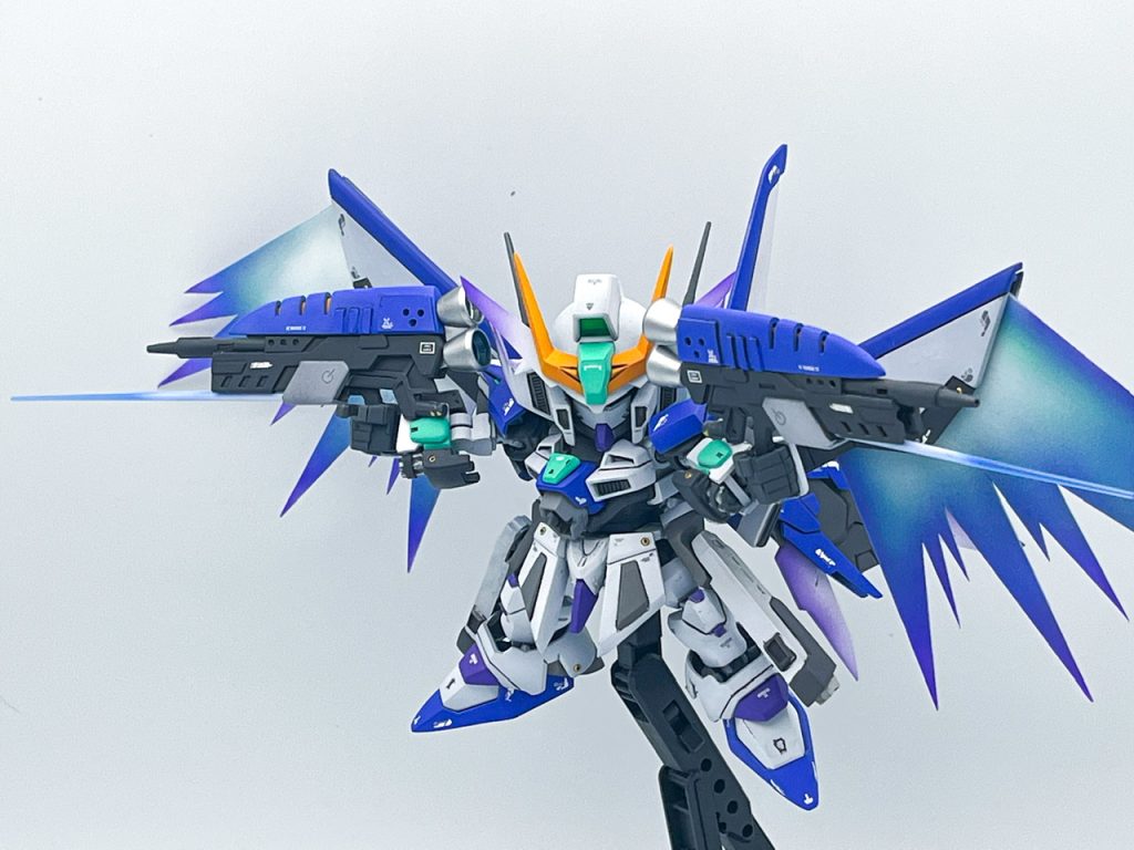 ▲両手に持つ事で銃剣付きの2丁ライフルとしても使用可能。ガンダムSEEDの技術も使われている。『俺は…星を目指したい!』