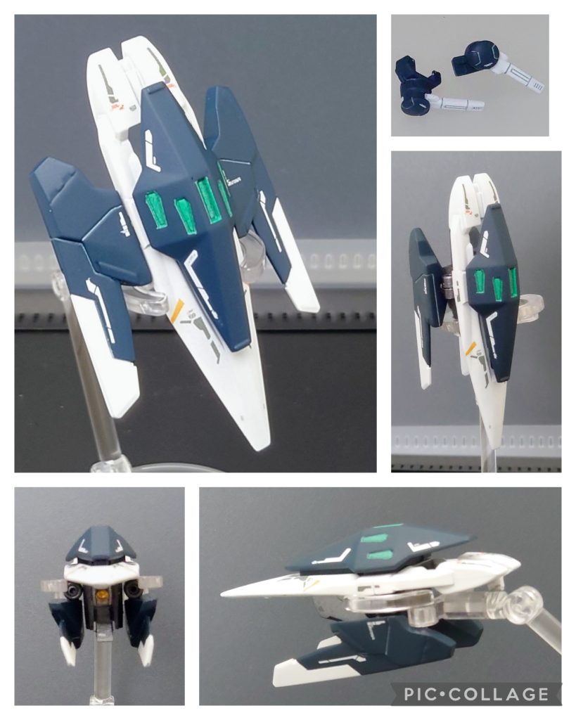 付属品2●SDダブルオーライザーの左右についてるパーツ●腿にマウントするサーベルらしきものオーライザーのパーツは羽のようなパーツを開閉式に、底部にあった銃口らしいものはメタルパーツっぽい100均のパーツに変更しました。