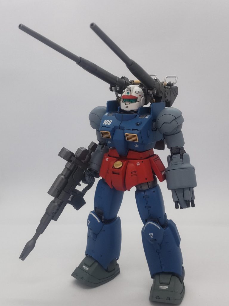 HGガンキャノン(ククルス・ドアン)と火力試験型のパーツを組み合わせて、HGガンタンクのカラーレシピを使用して塗装しました
