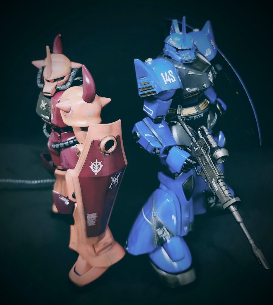 グフをシャア専用に、ゲルググをランバ・ラル専用に、振り返って自分ながら天邪鬼な作成💦