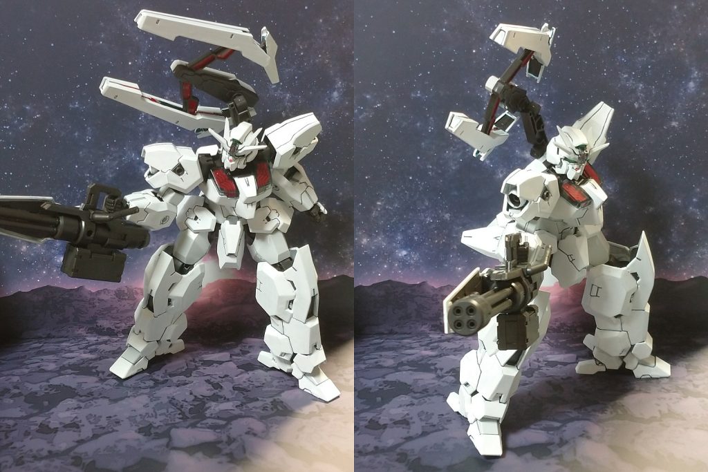 　まずは合体前から。　ルブリスウル（白）。塗装したのは合体時に色を合わせるためです。あとは、設定的に「おばけ」なので、シュバルゼッテをカラーイメージ元にして幽霊感を出しています。　改造は特にしていません。塗っただけであとはキットそのままです。