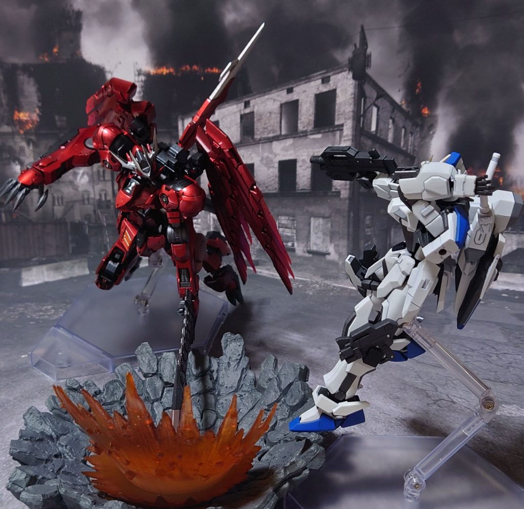 ガンプラバトルその③、たとえガンダムフレーム相手でも、追従性で引けは取らない。