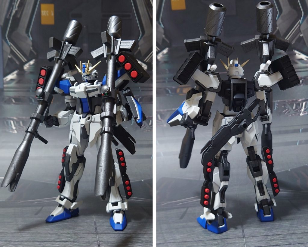 並行して用意した、バズーカ・ミサイル・グレネード装備。ビームサーベル&ラックを肩に、ビームブレードを腰の後ろにオマケで装備。