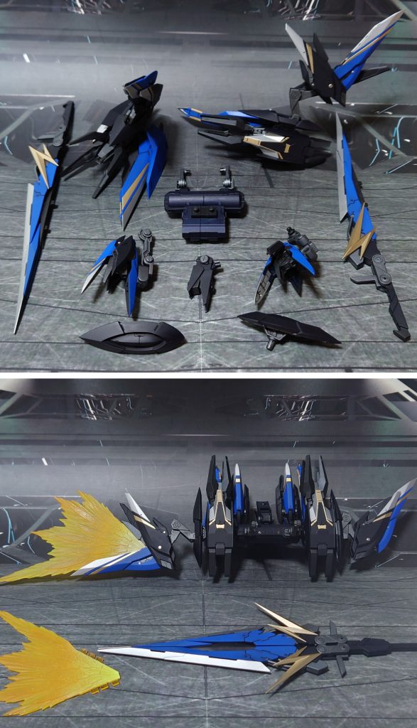 マグナストライカーのパーツ構成。30MMオプションパーツと、他社パーツのミキシングでできています。