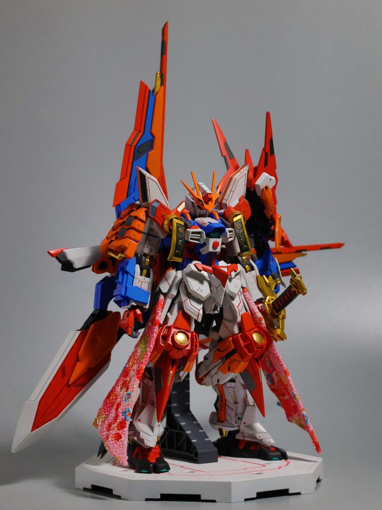 「日の丸エックス」（Hinomaru-X）ロールアウト！本来のガンダムXが月から力を借りる機体なので(厳密には違いますが)ならば太陽から力を借りるガンダムXがいてもいいじゃない!という思いから制作しました。太陽→天照の大御神→和風😊←は???