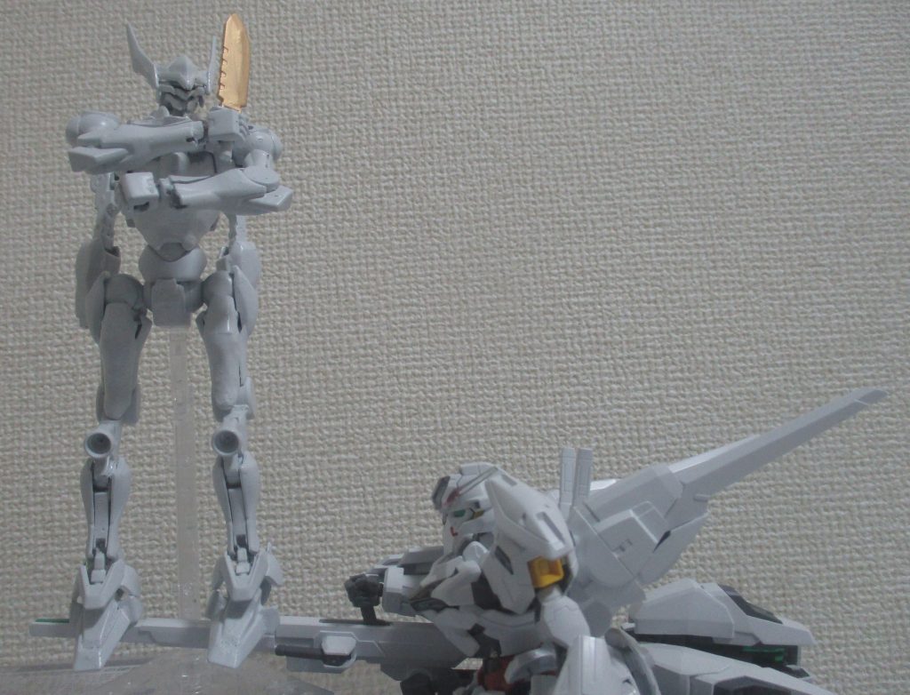 せっかくなので、原作の「DX戦」意識して、キャリバーンと対決！！デマー・グライフ「スレッタ・マーキュリー、僕に釣られてみる？（中の人ネタｗ）」スレッタ「な、なんですかっ、アナタは！？いきなりライフルの上に立って！？」