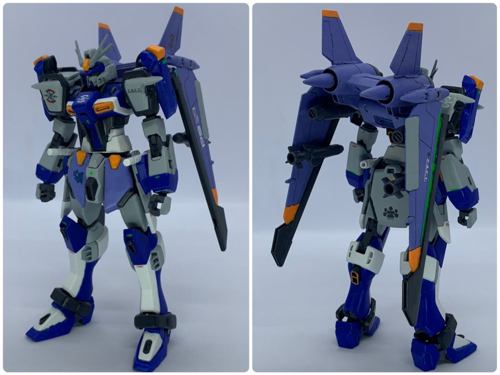 リアタイ時に考えていたデュエルの後継機グラディエイターガンダム。まさかジンの派生機に名前を取られてしまうとは思わなかったのでいっそ具現化してやろうとミキシングしました。縛りとしてはC.E.世界の物のみ使う事。完成間近でイモータルが発表されてサイドアーマーそっちが良かった…となったのは秘密。