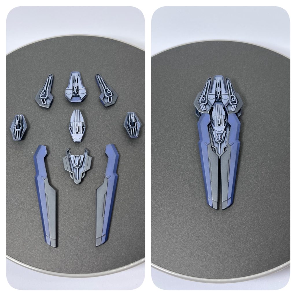 ガンビットは台座無しでエスカッシャンになります。プラ板加工して挟み込むようにして接続しています。