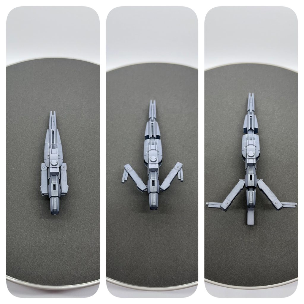 ビームライフルは砲身の伸縮ギミックとグリップの展開ギミックの改修を行いました。スペースの関係上、砲身の展開は設定より伸びません。