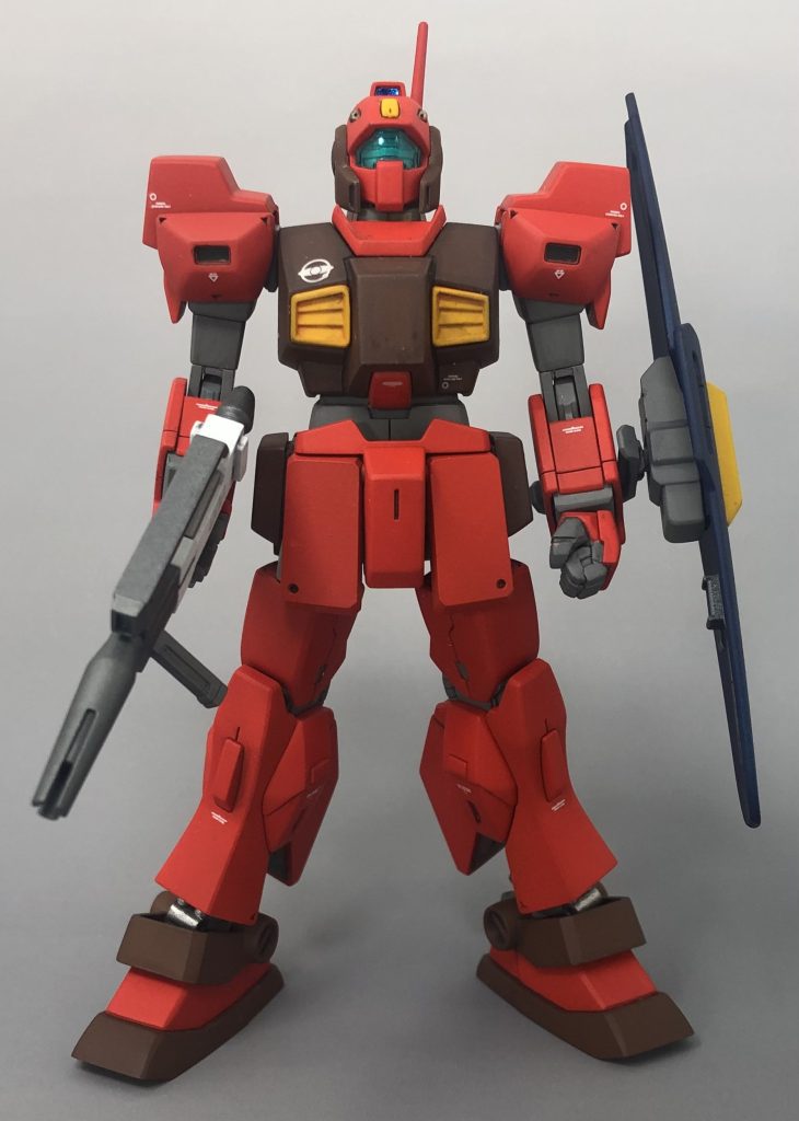 まずはバリュートパック無しの状態で。見える部分に特にディテールアップはしていません。配色以外は取説とほぼ同じ見た目にしています。Zバージョン(ゴーグルの色がオレンジ)のキットではなくデザートカラー(ゴーグルの色がブルーグリーン)のキットを使用しました。