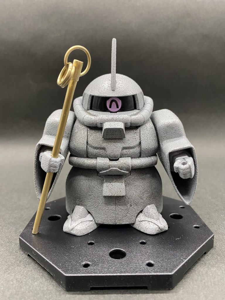 地蔵ザクS型。こちらもエクシードモデルシリーズを使用。シャアザクが芯となっております!錫杖を持たせたかったのでF型とは腕の形を変えています。