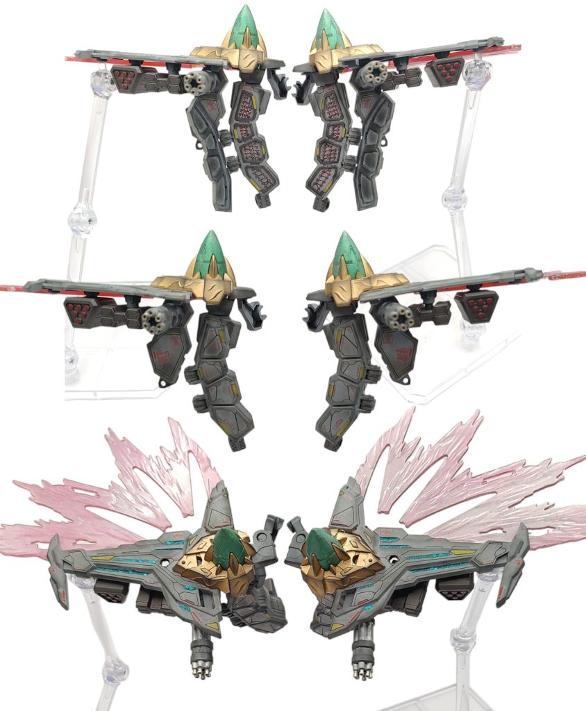ガドリングの銃口にメタルパーツHGデスティニーの光の翼をカットして接着機動力確保 & ビームの翼で突撃