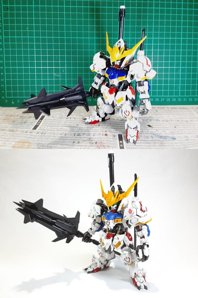 塗装前との比較、加工はアンテナ.武器.指.爪先をシャープ化してます