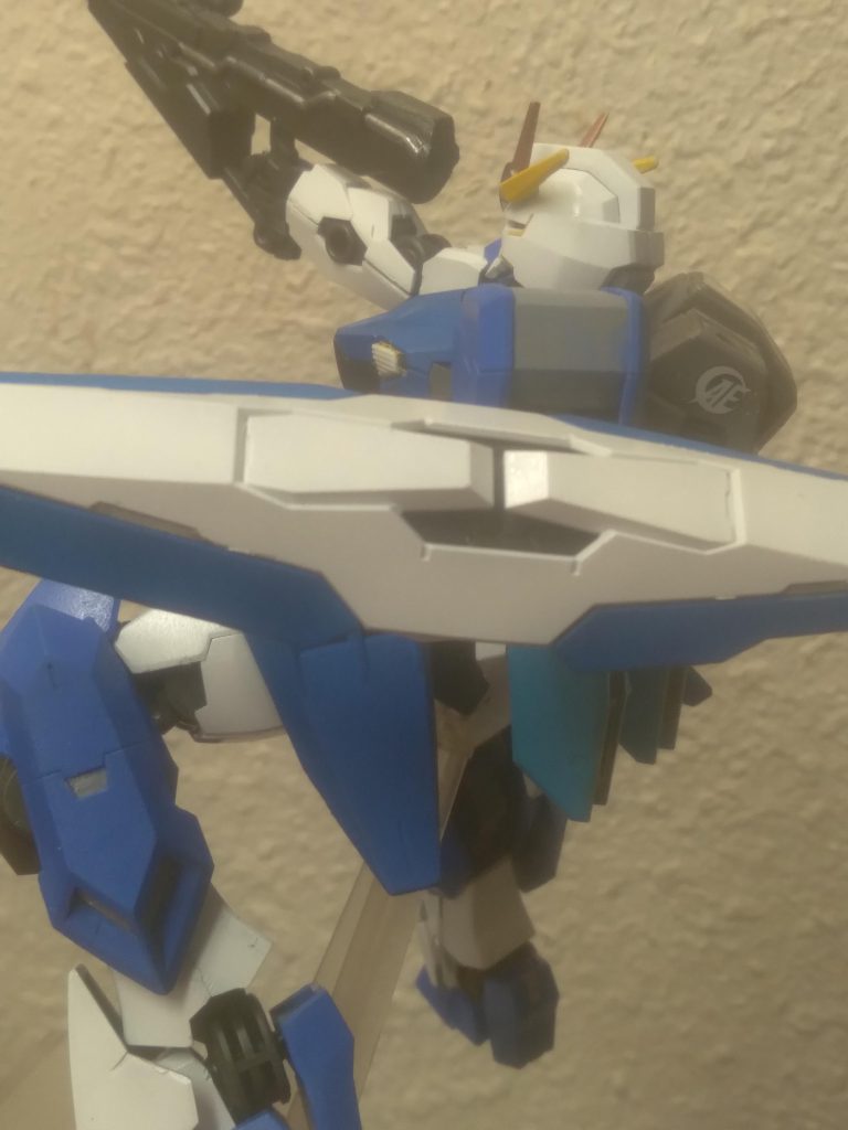 The shield still holds the beam saber handles. I've  omitted the beam carbine and spare magazines