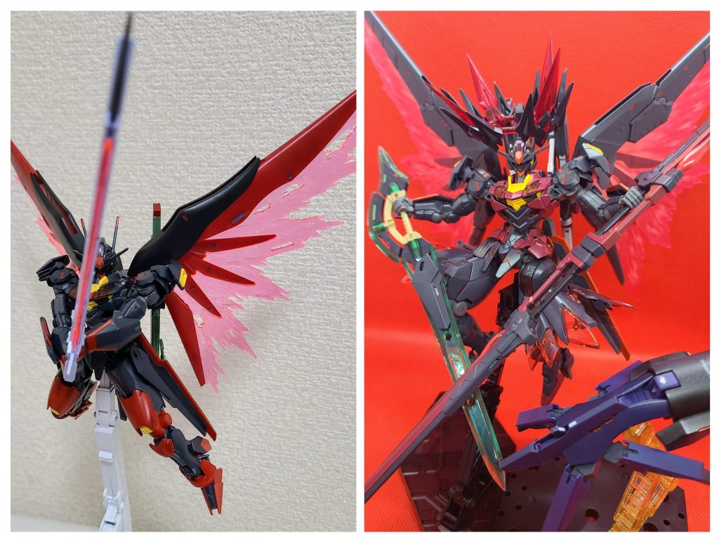 初投稿の 黒いエアリアルをリメイクと改修をした機体になります「レガリア」王権の象徴とかなんとかと      「フォーリン」落ちる、堕ちる、墜ちるを合わせたネーミングになります(安直で中二な……)王冠の装備をティアラに見立てて、エアリアル特有のボディバランス、MSGのスカート風になってる装甲、マニューバ形態の脚で没落貴族の悪役令嬢っぽさを出せればな~と(笑)パイロットはミオリネの会社のせいで没落してしまった。スレッタ ポジの婚約者の為に戦う  ミオリネ ポジのパイロットで立場を反対にしたイメージでふ長文駄文でしたがお目汚し失礼しました~