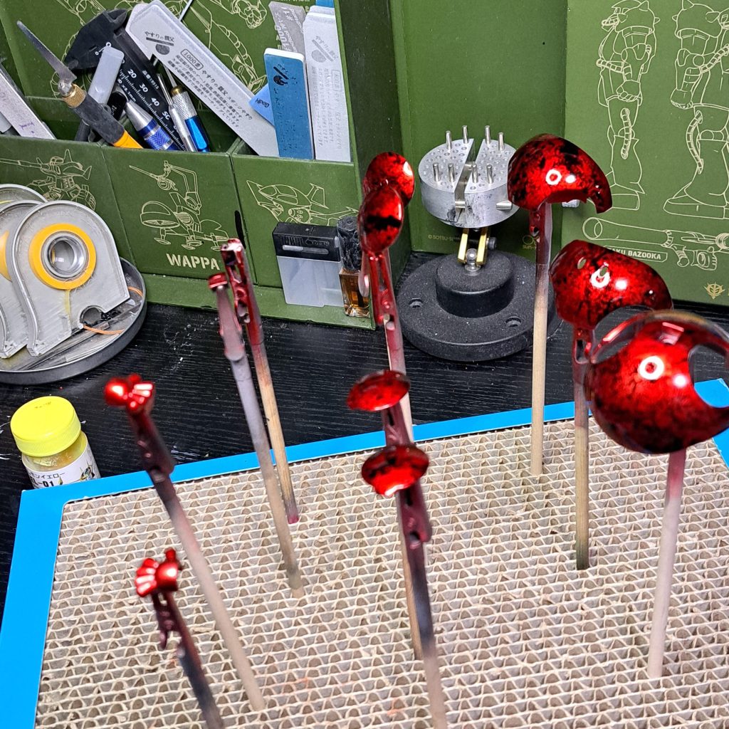 クリアーレッドを噴いたらこんな感じに仕上がりました✧٩(๑❛ᗨ❛๑)✧