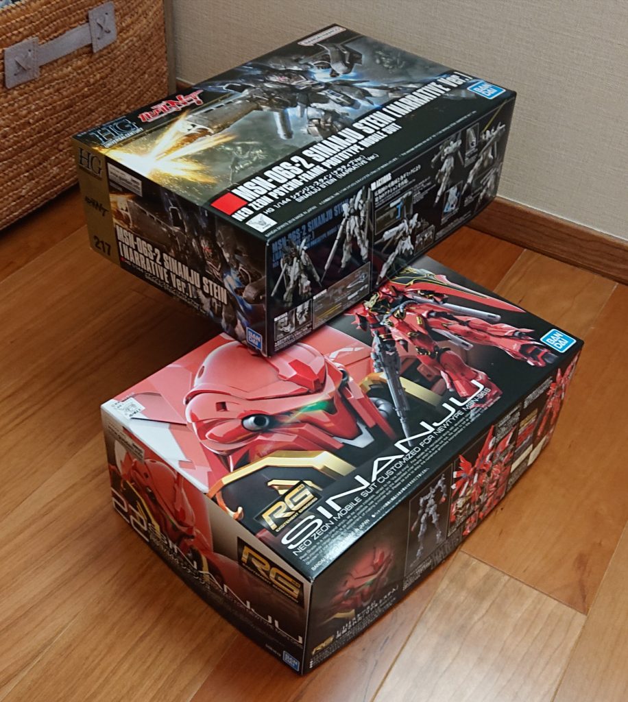 hgなのに、結構なパーツ数でした。RGシナンジュと箱の大きさがほぼ同等😂制作時間も結構掛かりましたが、RGばかり作り続けていたので、ディテールアップの効果が高いhgは楽しめました😊