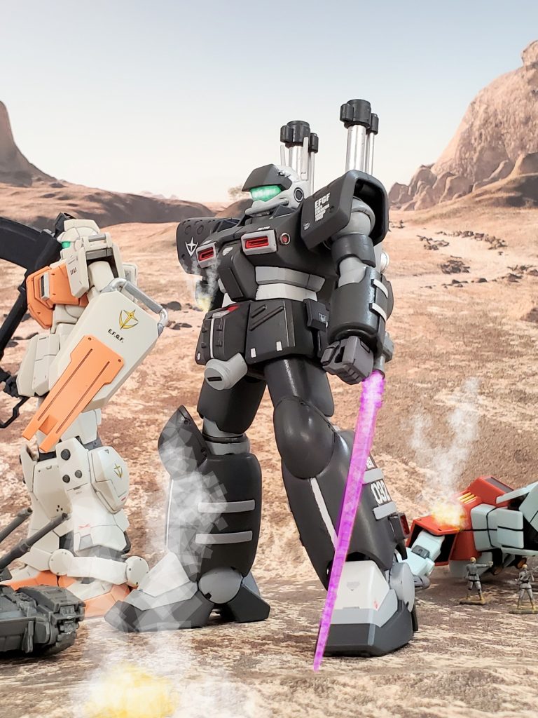 こうして過去の因縁にも打ち勝ったリド・ウォルフ中尉は、この後アフリカ掃討作戦開始からわずか一週間で21機の敵機を撃破❗そして、ハイマン将軍を守りきった功績により連邦宇宙軍ティアンム艦隊への召集がかかり、リド・ウォルフ中尉は宇宙に上がるのであった……🚀💫以上、私の妄想イメージによるリド・ウォルフ中尉の量産型ガンキャノン局地戦仕様の活躍でした~😊🎶この後のリド・ウォルフ中尉搭乗のジムスナイパーIIの物語は、すでに投稿していますのでそちらに繋がっていきます…😌🎶