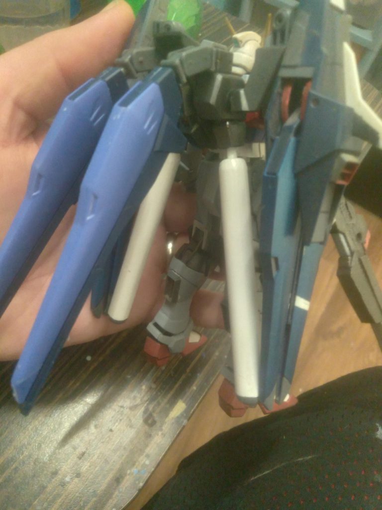 This shows how they are connected to the backpack. I removed the ball joint and drilled a 3mm hole. Then using some connectors from the powered arms set, I attached them to the backpack 