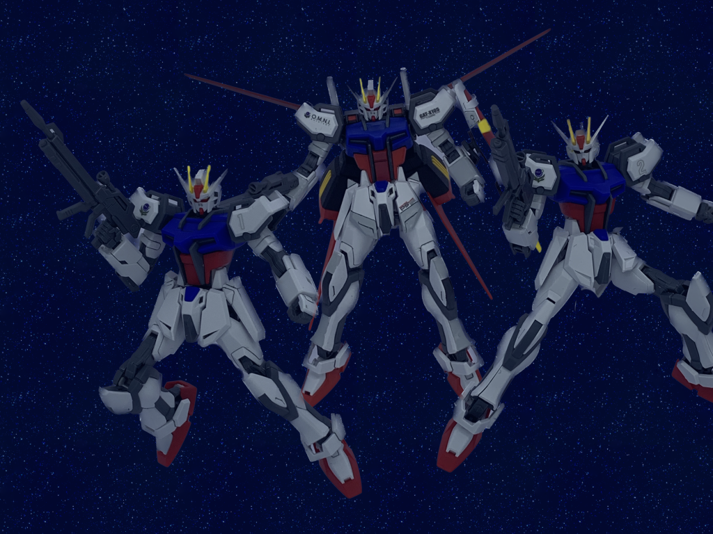 イ「次から次へと…!随分と人の神経を逆撫でするのが得意なようだな!その姿で俺の前に現れた事、後悔しろっ!」流れるような鮮やかな剣捌きでストライク2体を無効化するイザーク、しかし後ろから赤いフリーダムが迫る。