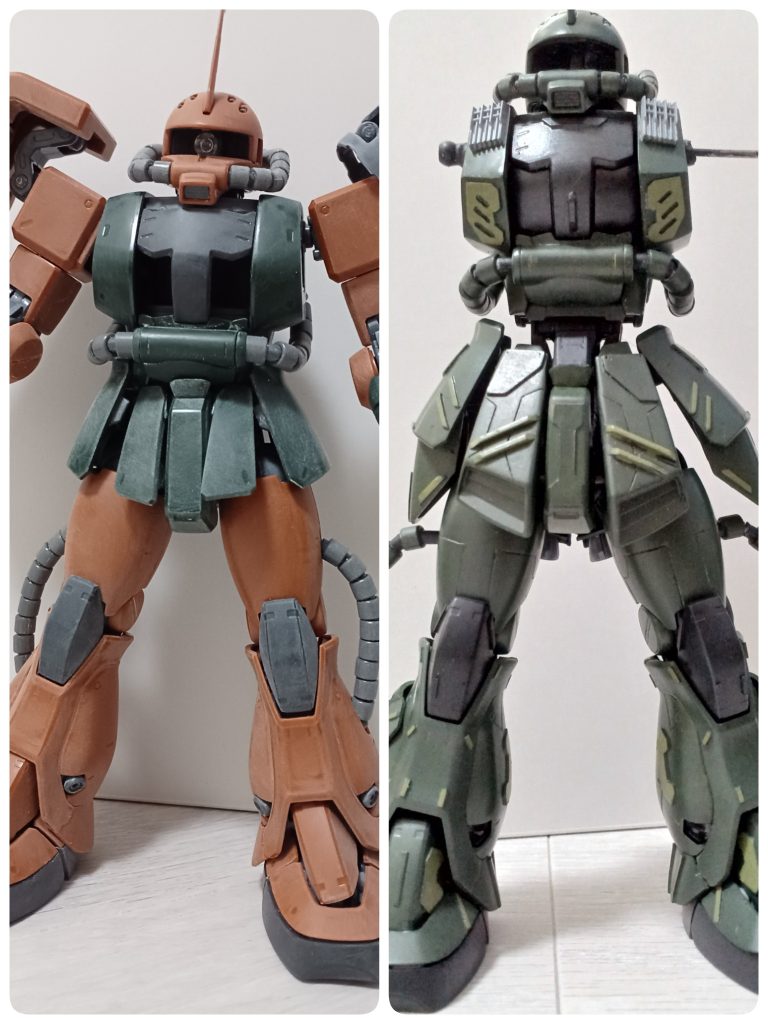 左腕を繋げるPCが割れた時はホントに泣きそうでした😢　腹を延長　脚の動力パイプも針金で　あとはスジ彫ったり　ディテールアップしたり